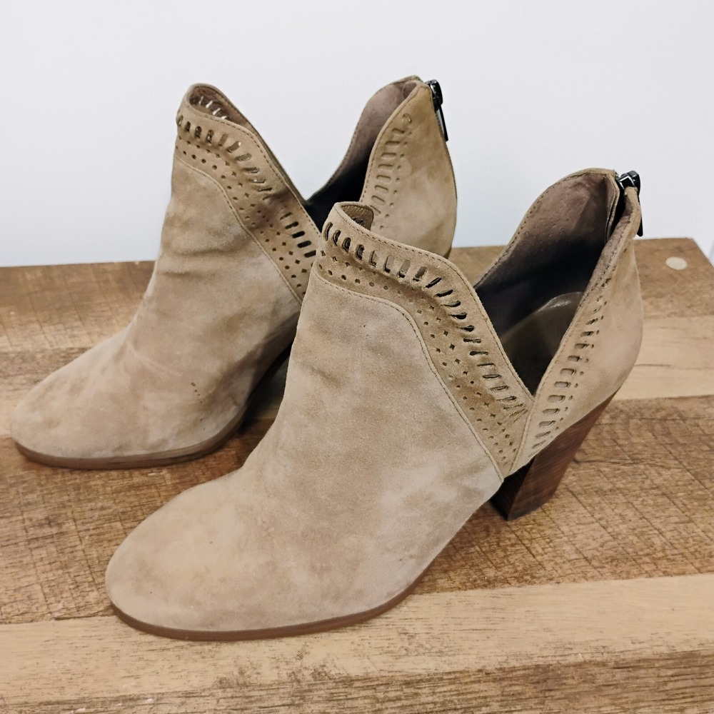 Vince Camuto‎ Boots Womens 10 M Fileana Split Shaft Ankle Bootie Brown Suede Zip - Picture 2 of 13